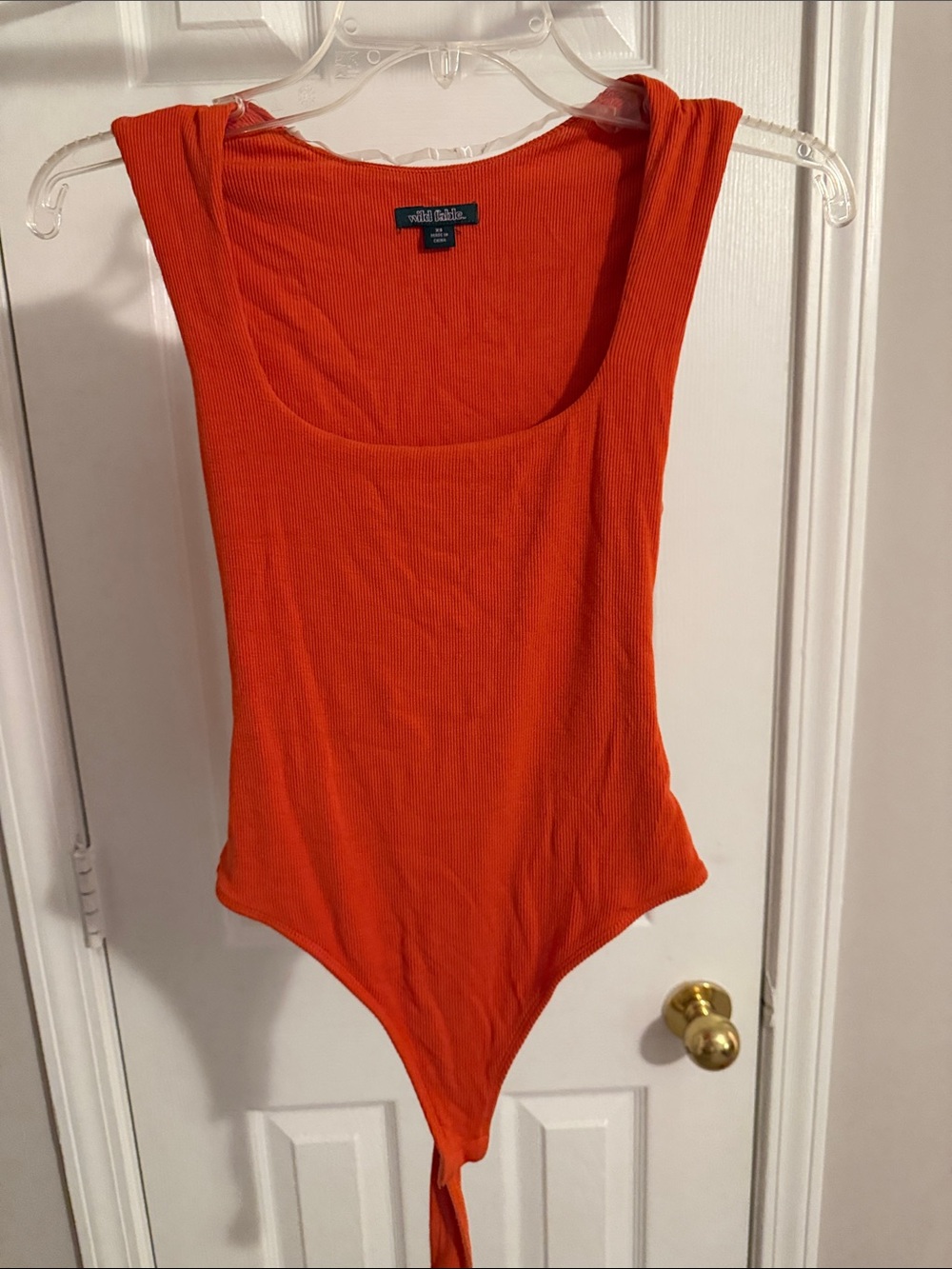 wild fable Orange Ribbed Scoop Neck Bodysuit